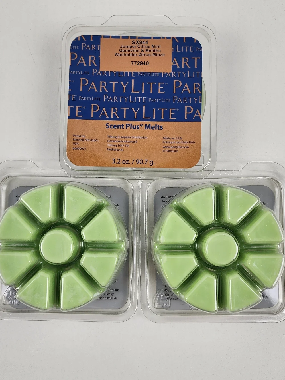 PartyLite Juniper Citrus Mint Scent Plus Melts Green (3) Pack Bundle - Picture 1 of 4